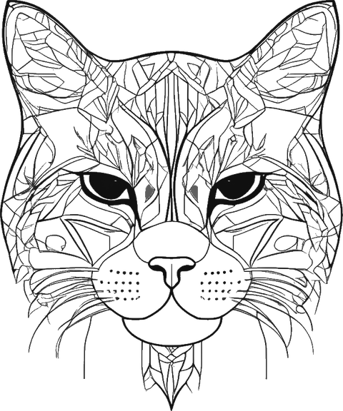 Geometric line-art cat, the Grimalkin mark